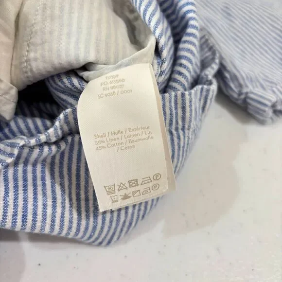 Boden Lucinda Romper Women 4R Linen Blue Stripe Shorts Beachy Preppy Resort - Picture 6 of 10